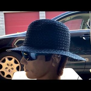 Unitalla Women’s Black Vacation Straw Sun Hat Made in Mexico Size One